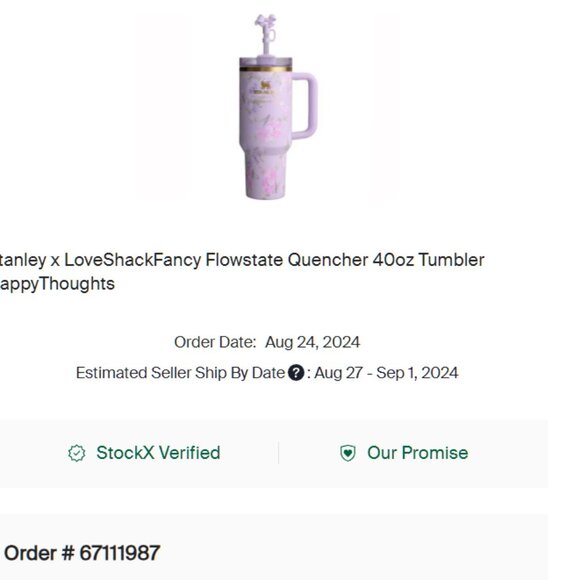 SOLD!!! Stanley x LoveShackFancy Flowstate Quencher 40oz Tumbler HAPPY THOUGHTS - Picture 4 of 5